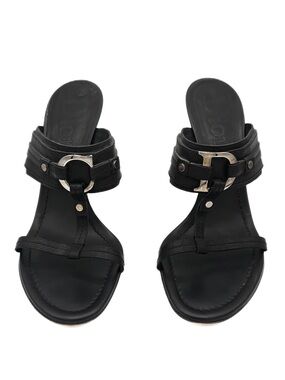 Christian Dior 2006 Galliano CD Logo Vintage Mule Sandal Heels Black 40